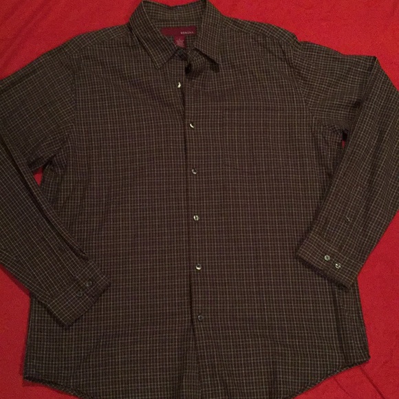Merona Brown Plaid Button Down Shirt Men’s Large - Picture 1 of 2